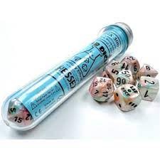 CHX 30056 7-Die Set Lustrous: Luminary: Sea Shell/Black Lab Dice